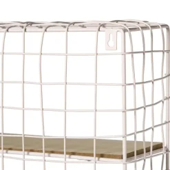 Wandrek wire met 3 planken - beige/bruin - 50x40x14 cm