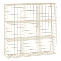 Wandrek wire 9 vakken - beige - 40x40x10 cm