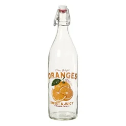 Waterfles met sinaasappels - transparant/oranje - ø8.6x30.6 cm