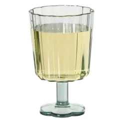 Waterglas op stam geschulpt - groen - 340 ml