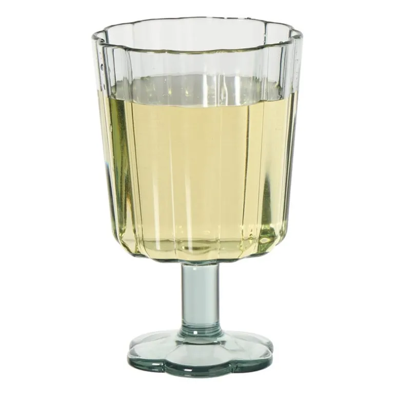 Waterglas op stam geschulpt - groen - 340 ml