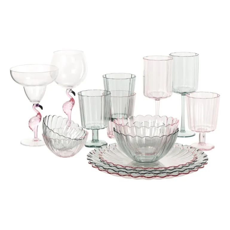 Waterglas op stam geschulpt - groen - 340 ml