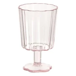 Waterglas op stam geschulpt - roze - 340 ml