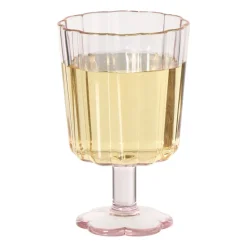Waterglas op stam geschulpt - roze - 340 ml