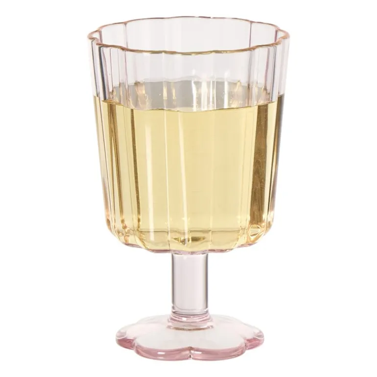Waterglas op stam geschulpt - roze - 340 ml