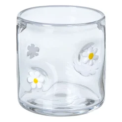 Waxinelichthouder madelief glas - transparant - ø10x10 cm