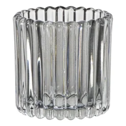 Waxinelichthouder ribbel klein - grijs - ø7.6x7.4 cm