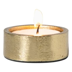 Waxinelichthouder rond - goudkleurig - ø5x2 cm