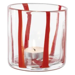 Waxinelichthouder streep - rood - ø10x10 cm