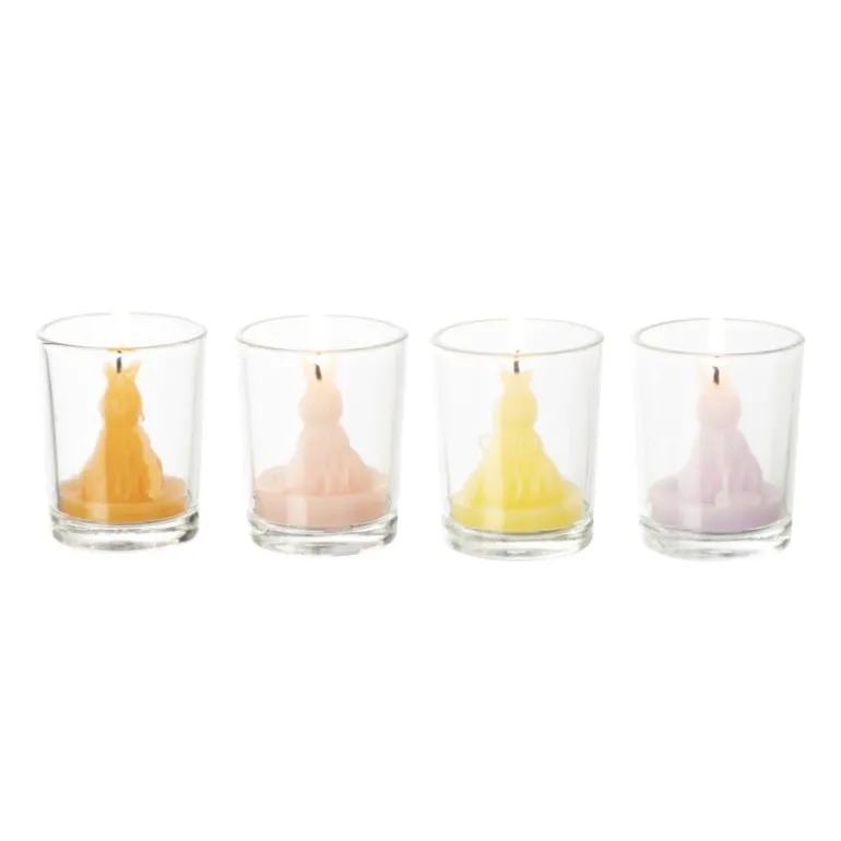 Waxinelicht konijn in glas - diverse varianten - ø5x6 cm