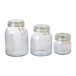 Weckpot ribbel met gouden deksel - 1.2 liter