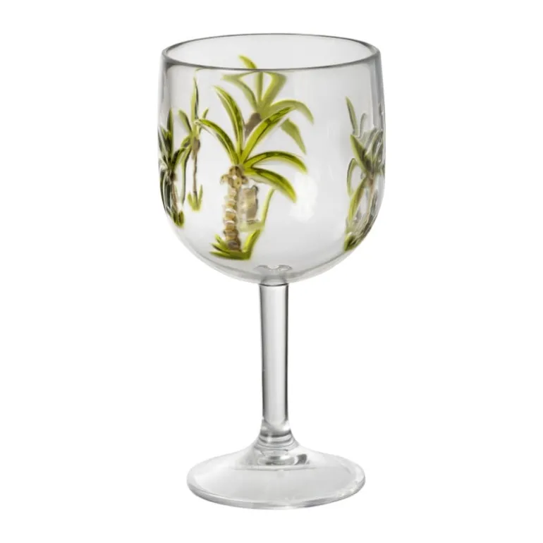 Wijnglas palmboom - groen - ø9.5x19.5 cm