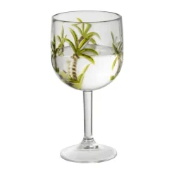 Wijnglas palmboom - groen - ø9.5x19.5 cm