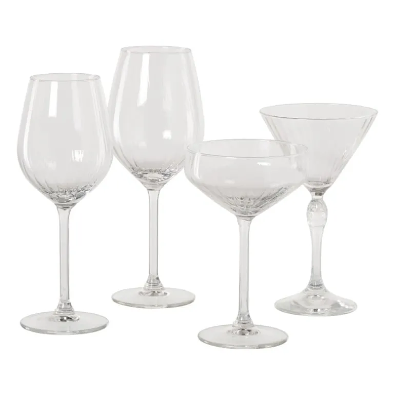 Wijnglas plisse groot - transparant - 500 ml