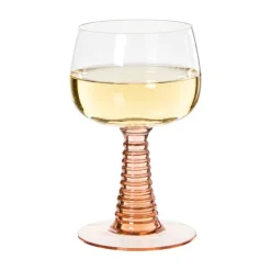 Wijnglas ribbel - roze - 220 ml
