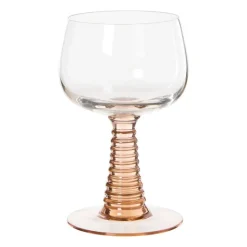 Wijnglas ribbel - roze - 220 ml