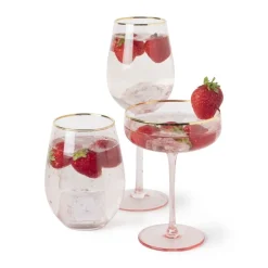 Wijnglas - roze/goud - 380 ml