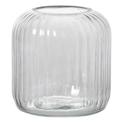 Windlicht ribbel middel - grijs - ø17.7x17.7 cm