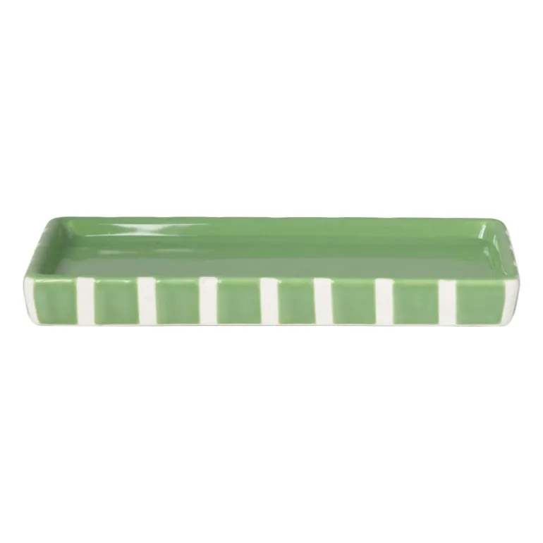Zeepschaaltje blokjes - groen/wit - 1.3x15.8x8.3 cm