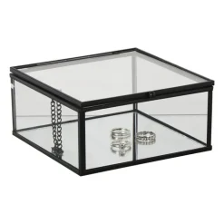 Zwart box glas groot - zwart/transparant - 6x14x14 cm