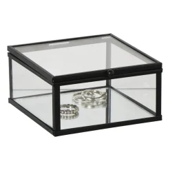 Zwart box glas klein - zwart/transparant - 5x10x10 cm