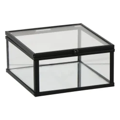Zwart box glas klein - zwart/transparant - 5x10x10 cm